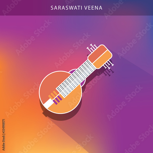Musical instrument veena sign simple icon