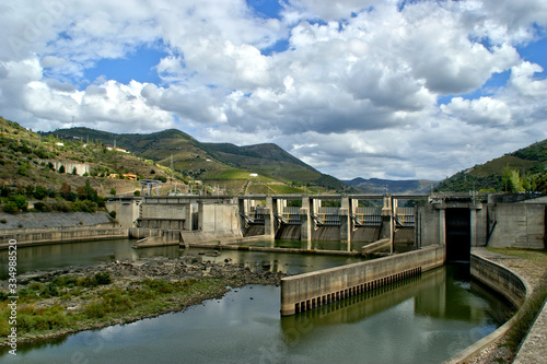 Douro Valley hydroelectric dam in Portugal © Vector