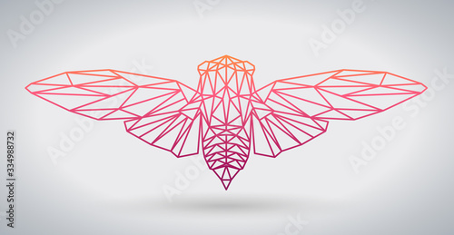 Hipster polygonal animal butterfly or cicada.Triangle animal.