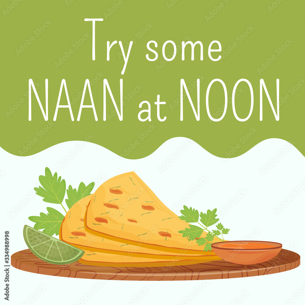Nan Roti Poster Indian flatbread social media post mockup. Try some Naan at Noon phrase ...