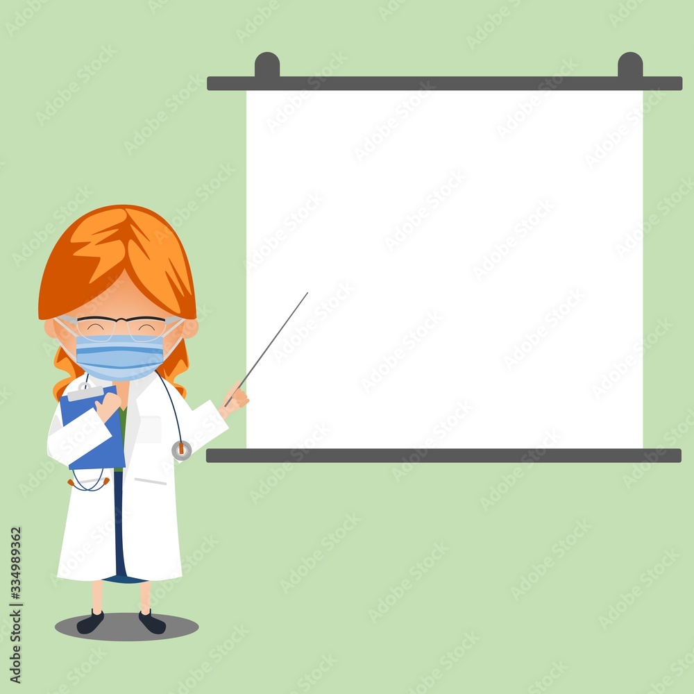 Doctor on presentation. Doctor with clipboard giving medical presentation. Doctor on presentation. Doctor with clipboard giving medical presentation.