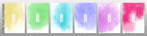 Set of bright multicolor watercolor background