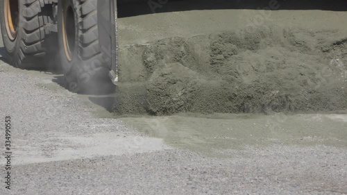 Tractor loader picking up soil in a large bucket during the construction of the road, background, industry, 4K, multifunctional