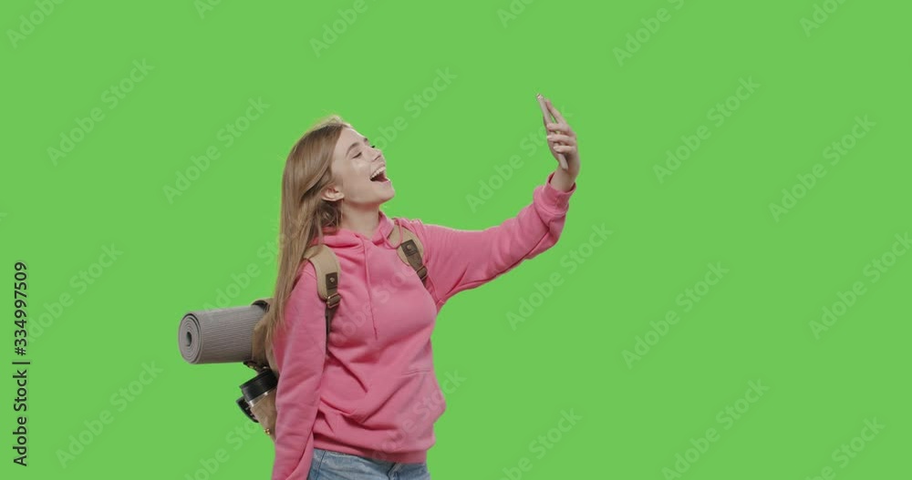 girl in pink hoodie with backpack girl in pink hoodie with backpack