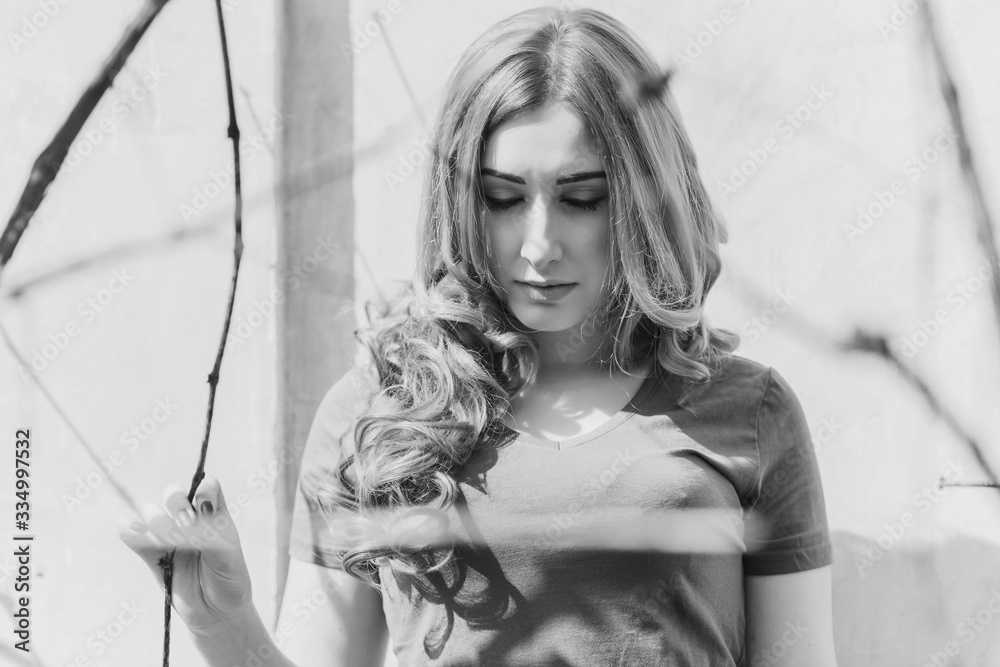 Depression and sadness, young woman in blue mood, negative emotion, stress Depression and sadness, young woman in blue mood, negative emotion, stress