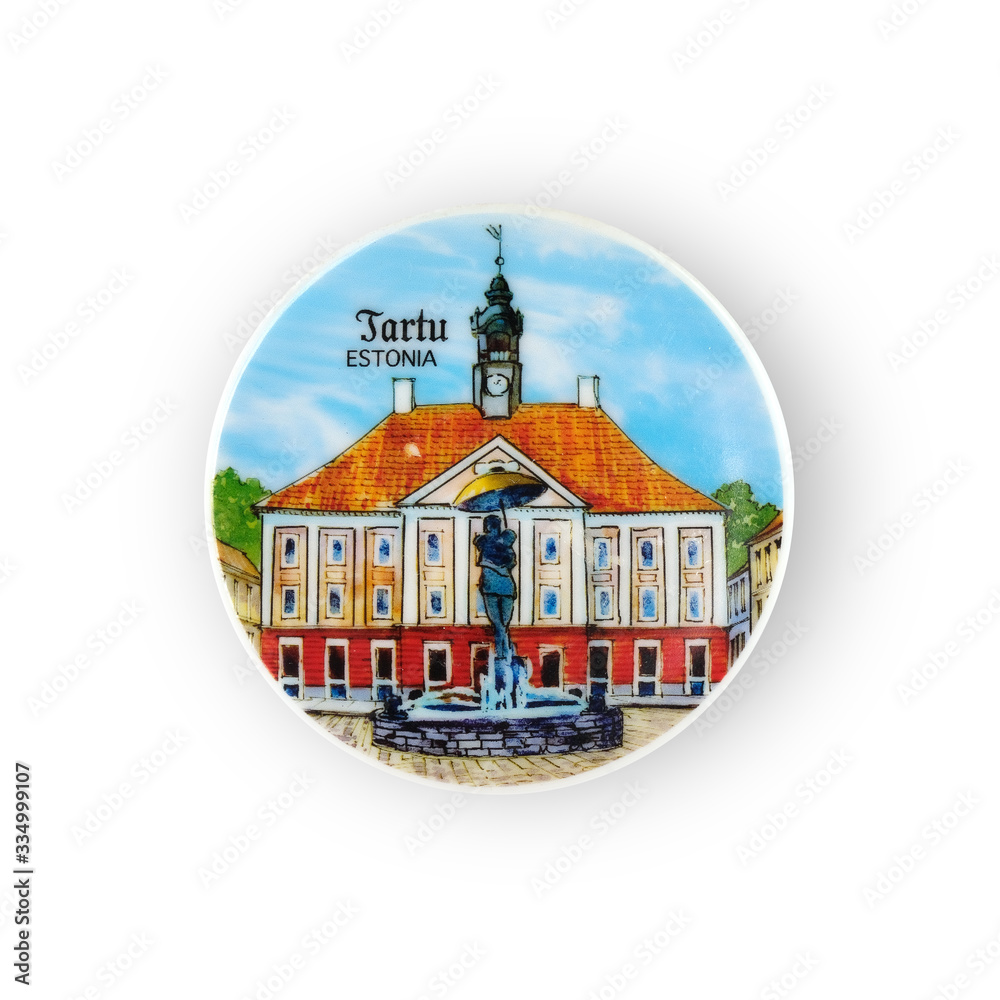 Magnetic Souvenir from Tartu (Estonia) with the image of the famous old Town Hall