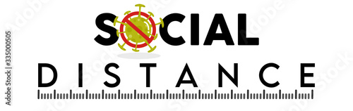 Vector banner of social distance ruler, keep distancing 1 meter for protection coronavirus or COVID-19 symbol to stay safe isolated on white background illustration