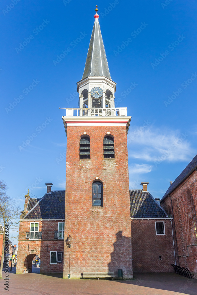 Tower of the historic Nicolai church in Appingedam, Netherlands
