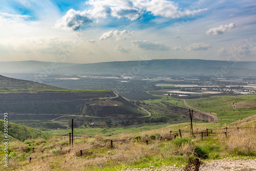Golan Heights, Landscape view of the Golan Heights from fortress Nimrod - the medieval fortress, israel