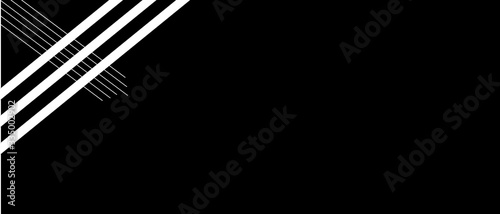 Angled white stripes top left on solid minimal black background.