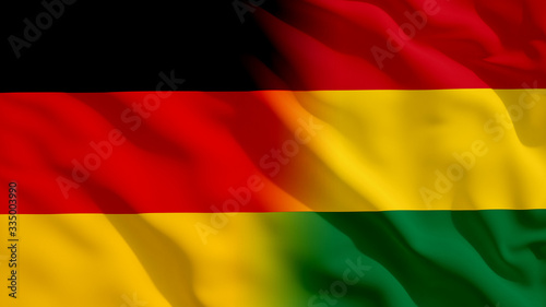 Waving Germany and Bolivia National Flags with Fabric Texture