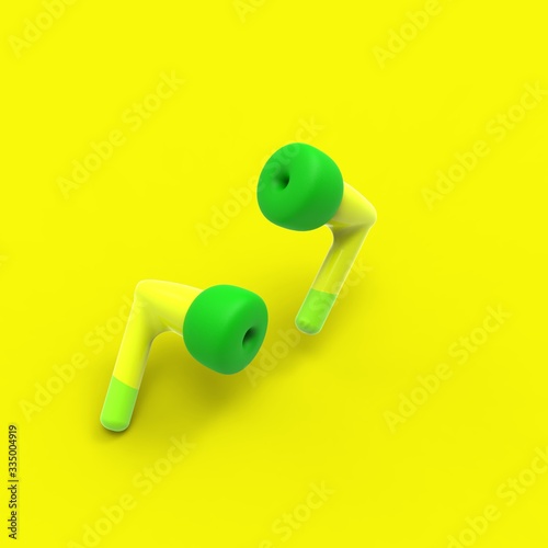 Minimalism earphones 3d illustration render