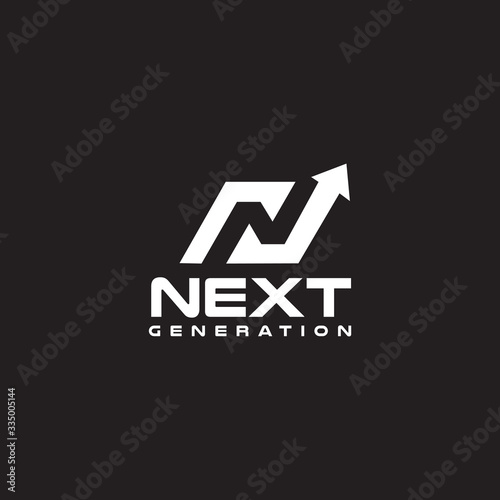 N letter initial incorporated with aup arrow logo design signs next step