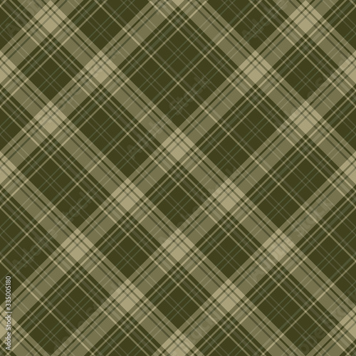 Seamless pattern in fascinating discreet swamp green and beige colors for plaid, fabric, textile, clothes, tablecloth and other things. Vector image. 2