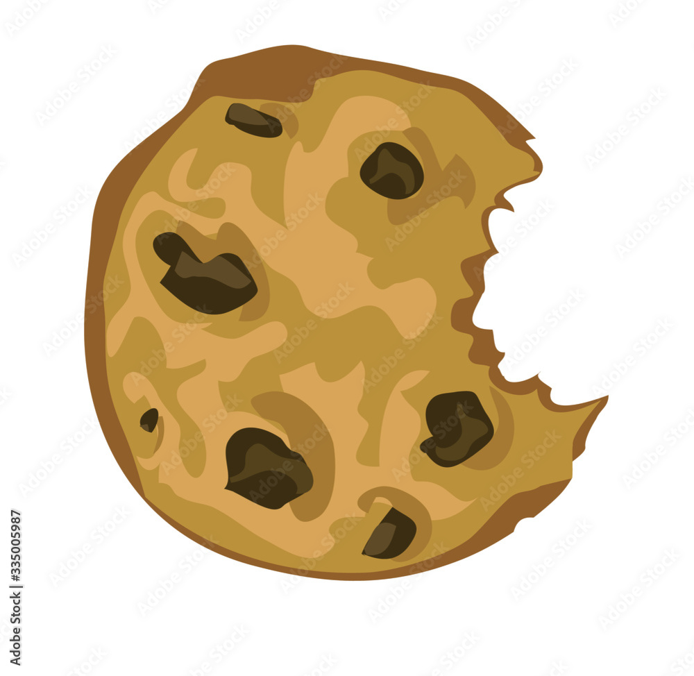 Fototapeta premium chocolate chip bite biscuit cookie symbol sugar sweets isolated on white background