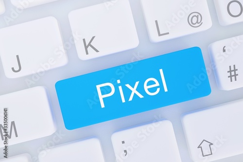 Pixel. Computer Tastatur von oben zeigt Taste mit Wort hervorgehoben. Software, Internet, Programm