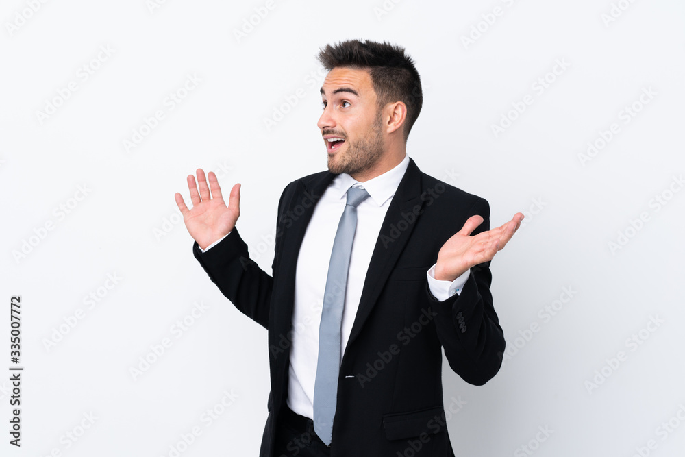 Young business man over isolated background with surprise facial expression Young business man over isolated background with surprise facial expression