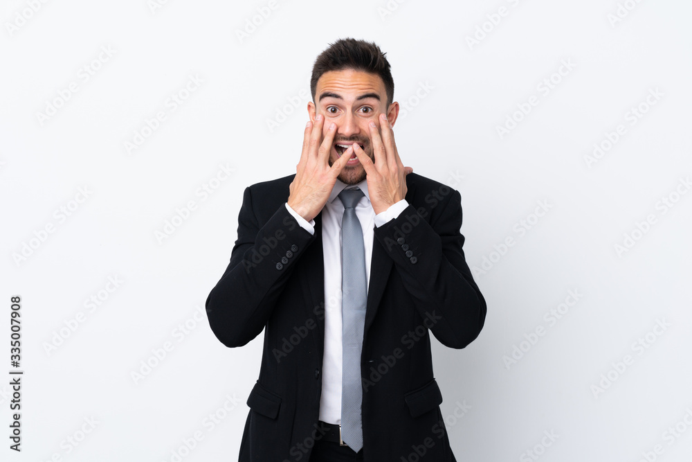 Young business man over isolated background with surprise facial expression Young business man over isolated background with surprise facial expression