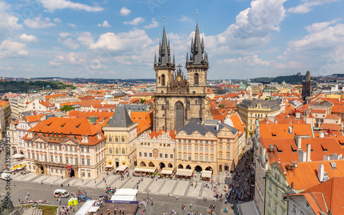 Aerial view of Old Town Square, Prague, Czech Republic