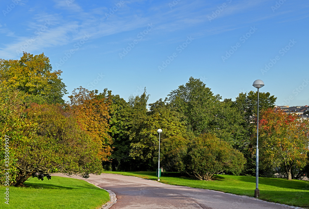 Empty Kaivopuisto, one of oldest and best known parks in central Helsinki. Finland Empty Kaivopuisto, one of oldest and best known parks in central Helsinki. Finland