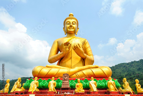 Ancient Lord Buddha Statue Nakhon Nayok Province in thailand