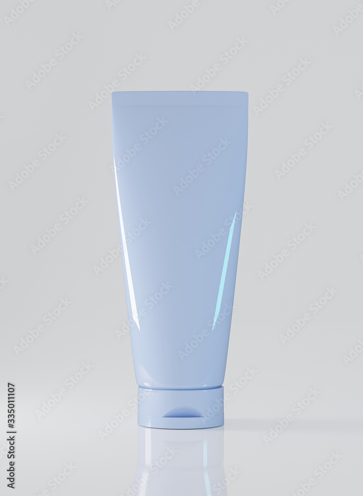 Blank blue pastel packaging tube for beauty spa medical skincare and cosmetic lotion bottle cream packaging product design mockup isolated on background with clipping path. 3d render Blank blue pastel packaging tube for beauty spa medical skincare and cosmetic lotion bottle cream packaging product design mockup isolated on background with clipping path. 3d render