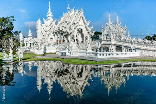 The beautiful White temple, Wat Rong Khung, in Chiang Rai province, northem Thailand. photo