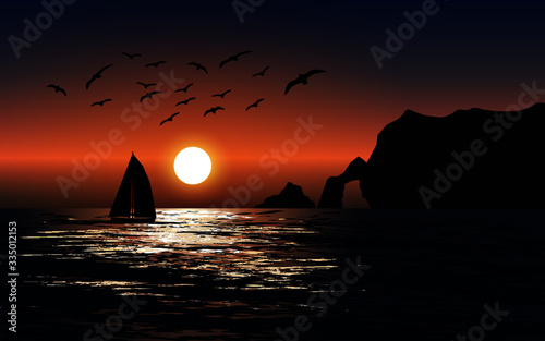sailboat at sunset