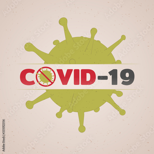 covid-19 symbol. Warning to be wary of the covid-19. Illustration of corona virus.