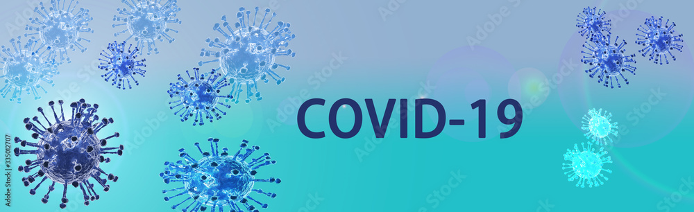 VIRUS COVID-19 BANNER BLUE SCENE IMAGINE VIRUS COVID-19 BANNER BLUE SCENE IMAGINE
