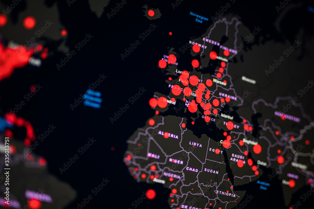 World map of Coronavirus. Close-up countries with Covid-19, Covid 19 map confirmed cases report worldwide globally. Coronavirus disease 2019 situation update worldwide coronavirus spread World map of Coronavirus. Close-up countries with Covid-19, Covid 19 map confirmed cases report worldwide globally. Coronavirus disease 2019 situation update worldwide coronavirus spread