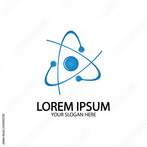 Atom Icon. Science sign. Atom logo. Atomic symbol. Nuclear icon. Electrons and protons. Atom, icon, proton, vector, electron, quantum, ellipse, medicine, abstract, atomic, biology
