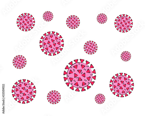 Coronavirus pattern icon. Corona virus disease symbol. Influenza epidemic wallpaper background texture logo. Sars Covid-19 sign. Isolated on white background. Vector illustration image.