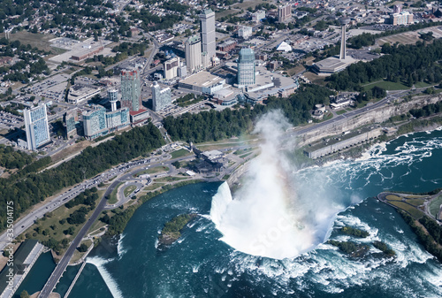Photography Aerial view of Niagara waterfall in the summer