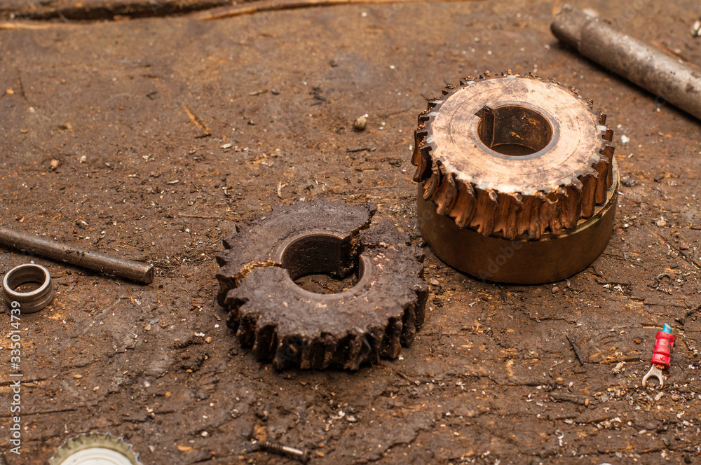 Tool in machine shop.Old tool in workshor.