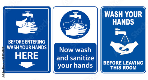 set of mandatory sign or warning sign corona virus poster or 2019-ncov viruses   from wuhan city or wash your hand sign concept. eps 10 vector, easy to modify