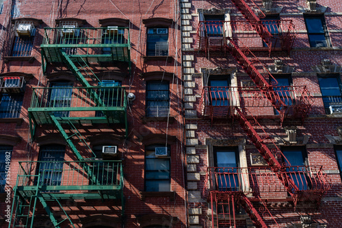 Colorful Old Buildings with Fire Escapes on the Lower East Side of New York City