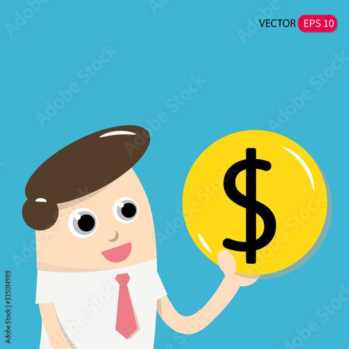 vector graphic flat design young businessman holds dollars

