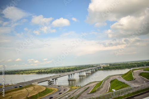 мост через реку, парк, река, город