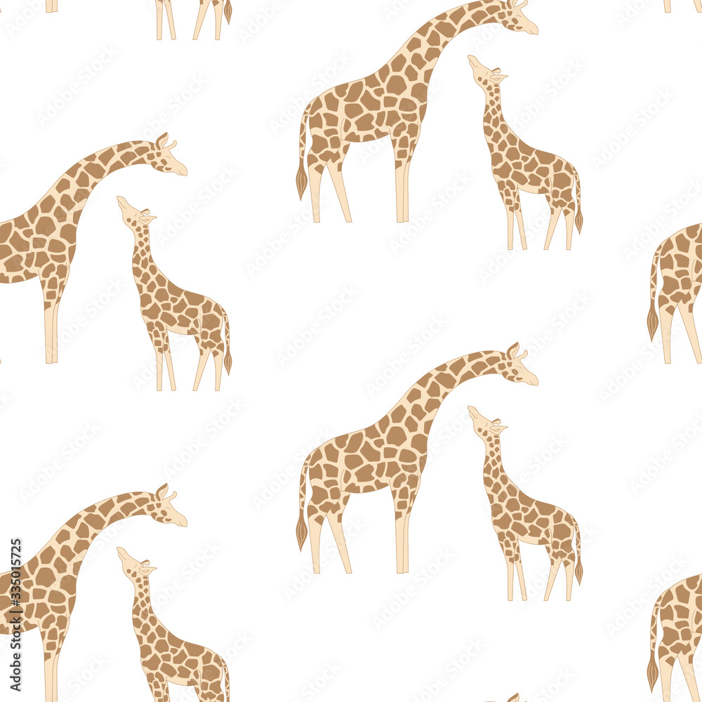 Obraz premium Seamless pattern with cute giraffe on white background.