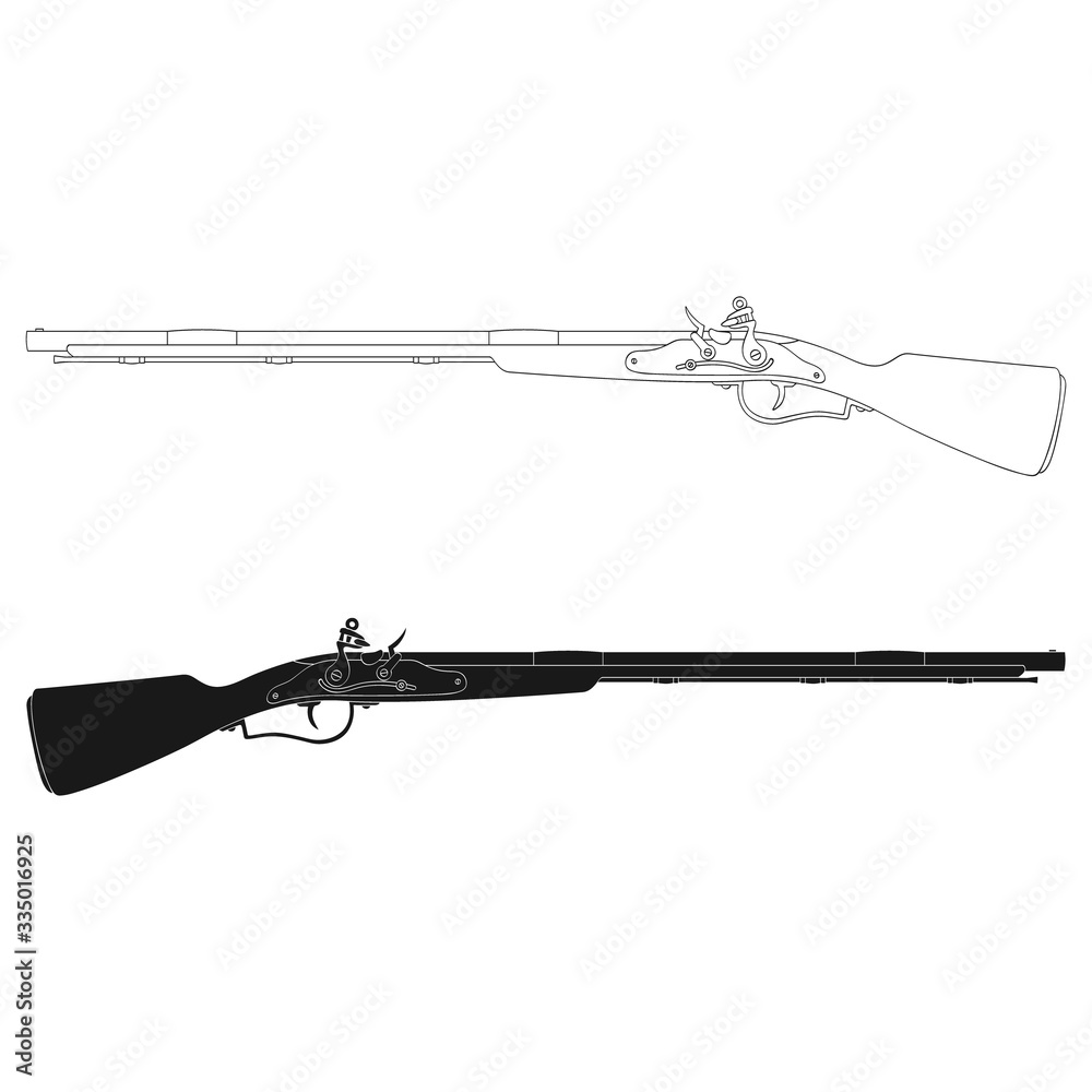 Vector monochrome icon with Antique Rifle Vector monochrome icon with Antique Rifle