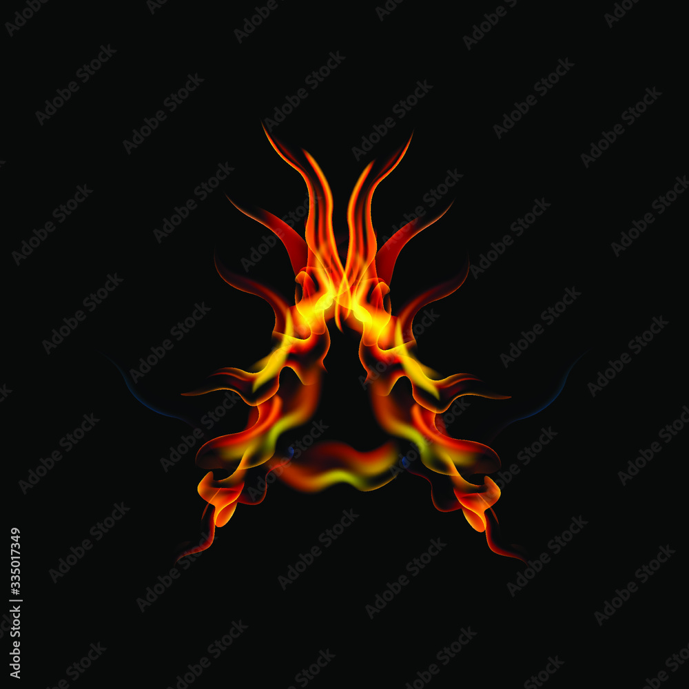 Fototapeta premium Collection of fonts or letters from fire, modern red fire, fonts Tattoo Fire. The alphabet is hot, ABC is burning. Hot typography. fire lettering, letter A