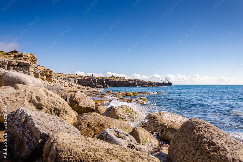 The rocky coastline of Portland Bill, Isle of Portland, Dorset, UK