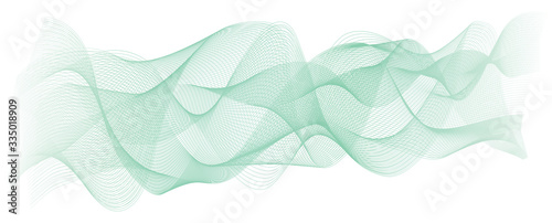 abstract green wave lines on white background 