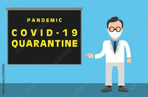 Man Doctor Mask Cartoon Board Quarantine