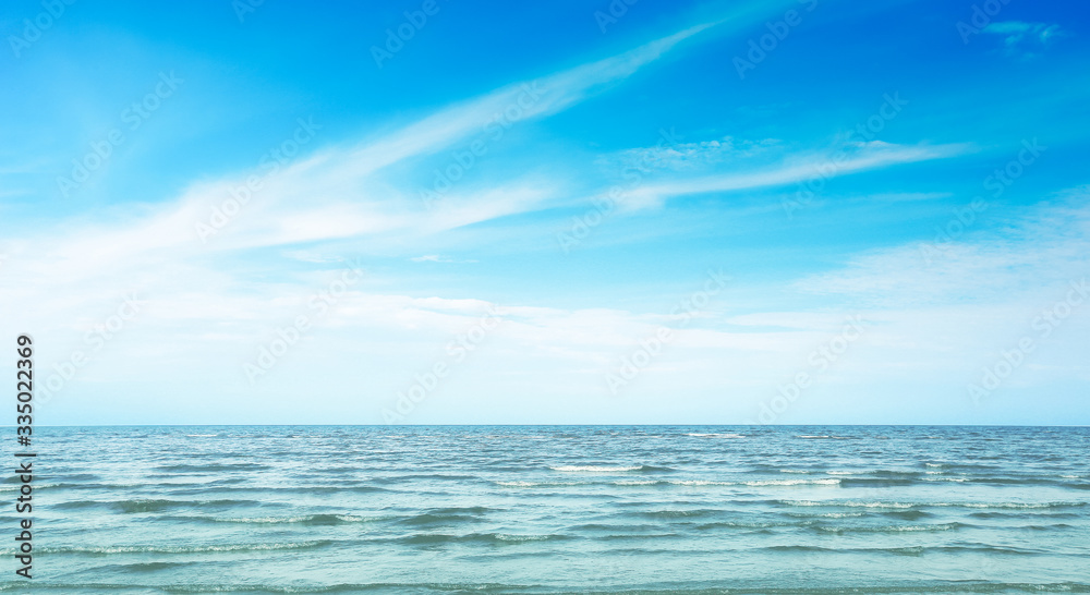 The Ocean blue water at the sea. Beautiful seascape.