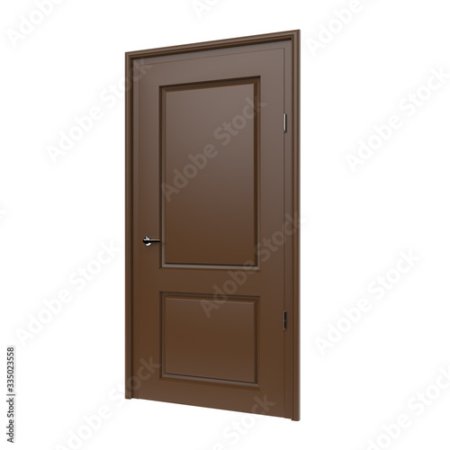 Brown door. 3d rendering illustration