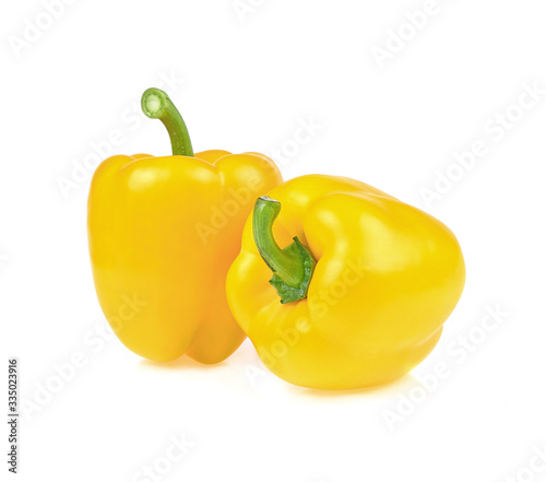  yellow bell pepper isolated on white background