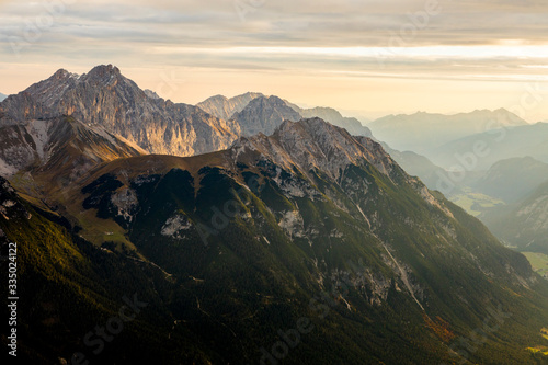 Mountain range during Sunrise close to Innsbruck