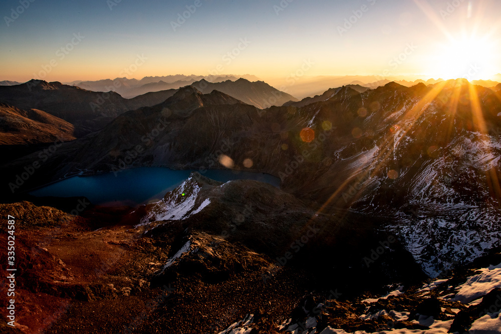 Fototapeta premium View from the Sulzkogel with artificial lake